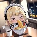 🍤海老天と おうどんもぐもぐ メイドちゃん🍤 2枚目