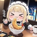 🍤海老天と おうどんもぐもぐ メイドちゃん🍤 3枚目