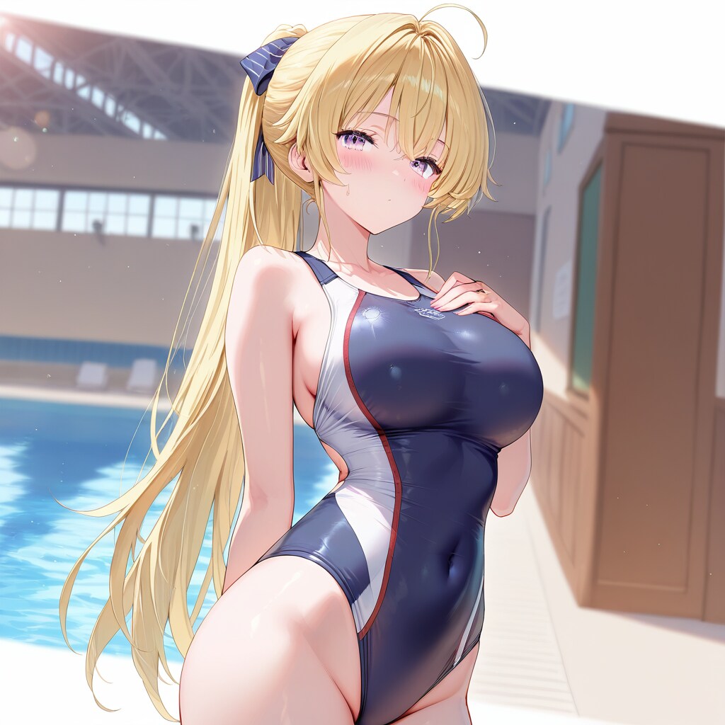 金髪ポニテ　競泳水着