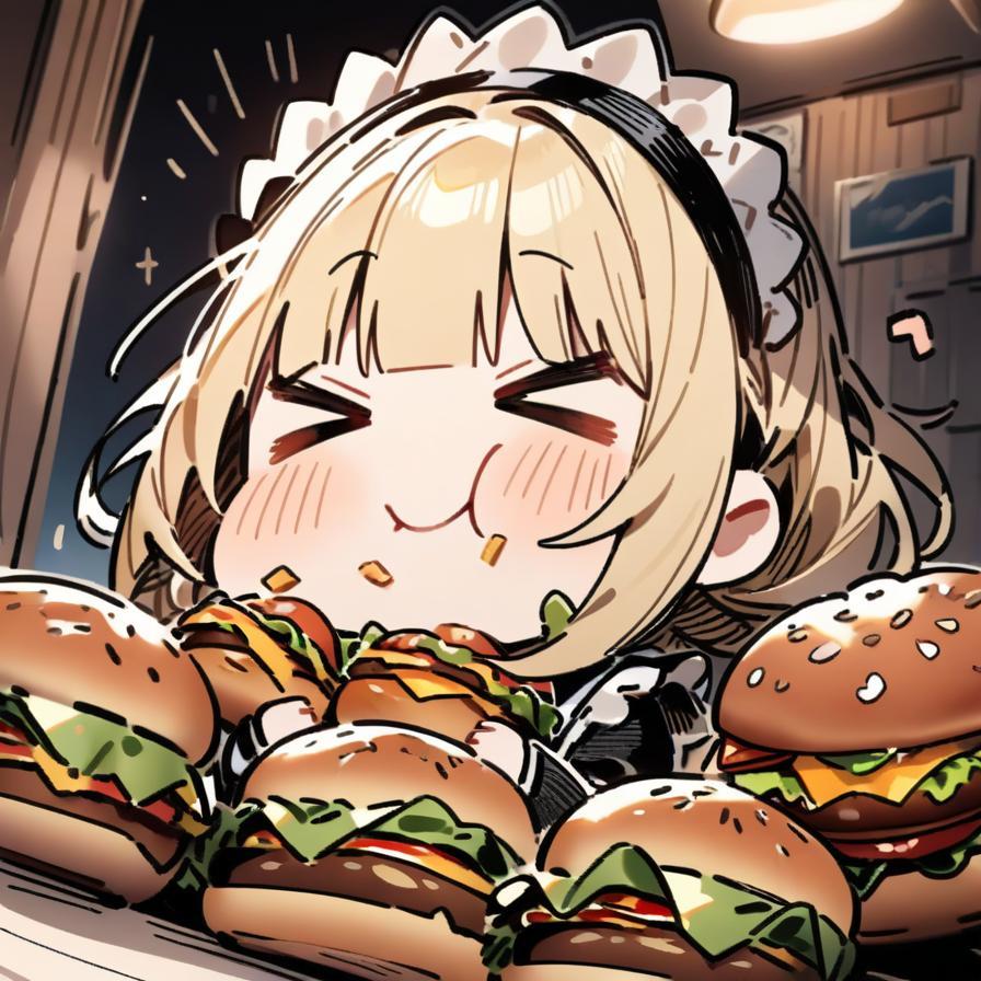 🍔おバーガーもぐもぐメイドちゃんで癒しを自給自足🍔 | の人気AIイラスト・グラビア