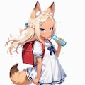 【実験】夕日の踏切とケモミミ 7枚目