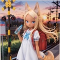 【実験】夕日の踏切とケモミミ 10枚目