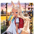 【実験】夕日の踏切とケモミミ 4枚目