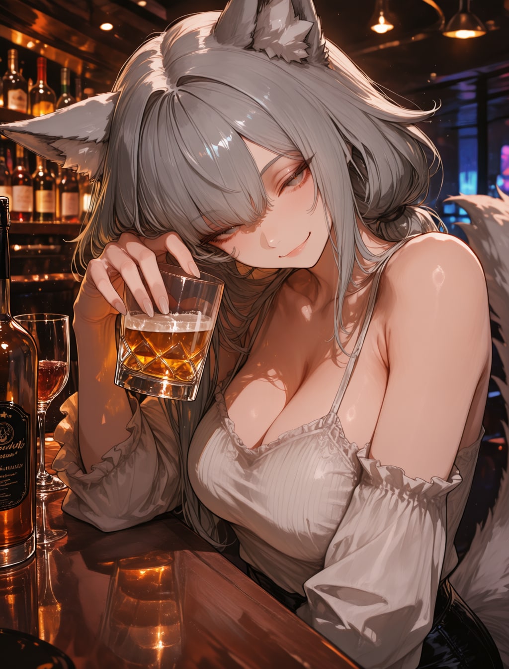 美女とバーとカウンター
