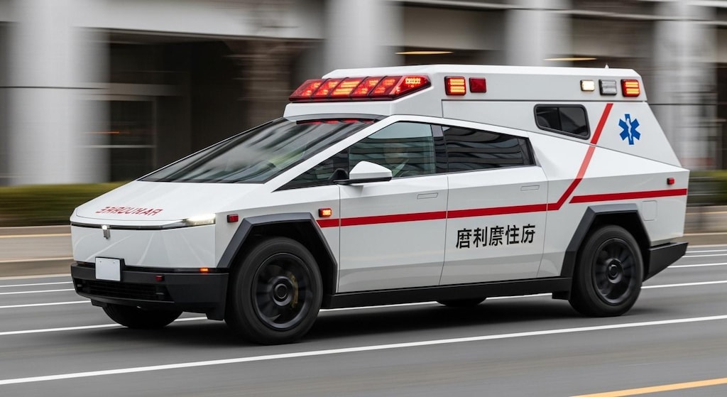 テスラサイバートラック救急車