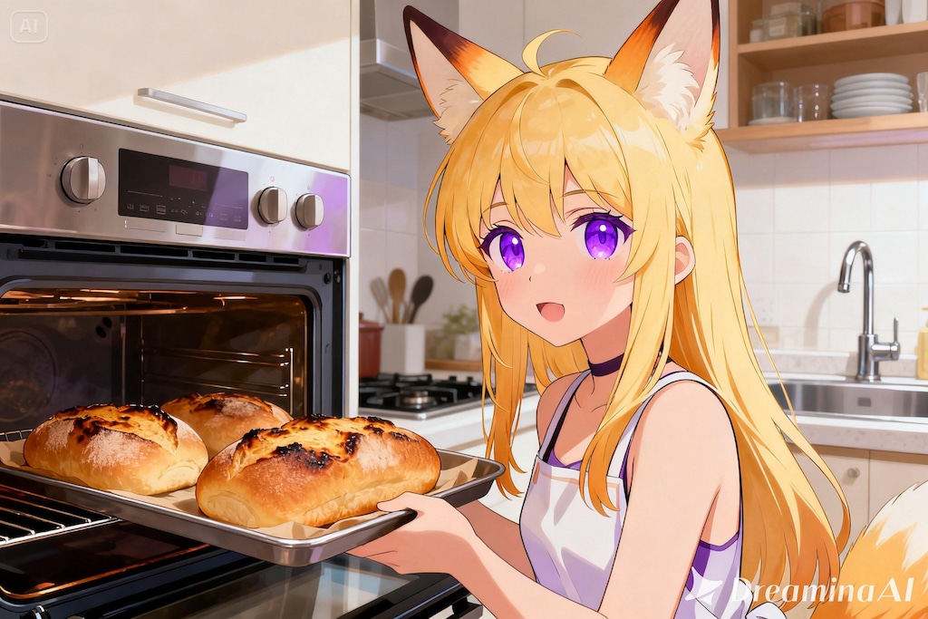 パンを焼くクレアちゃん