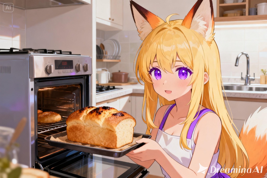 パンを焼くクレアちゃん