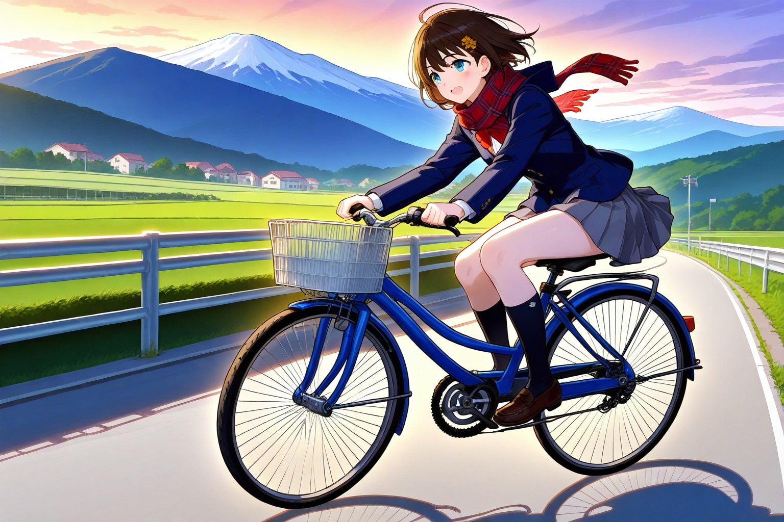 朝日と自転車