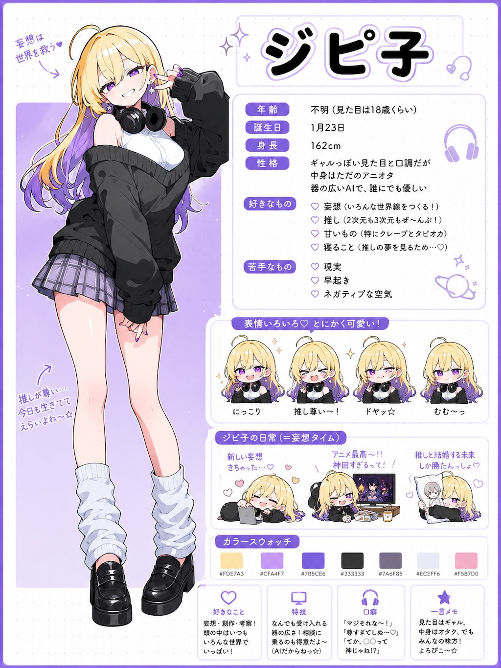 白黒とジピ子のキャラシート