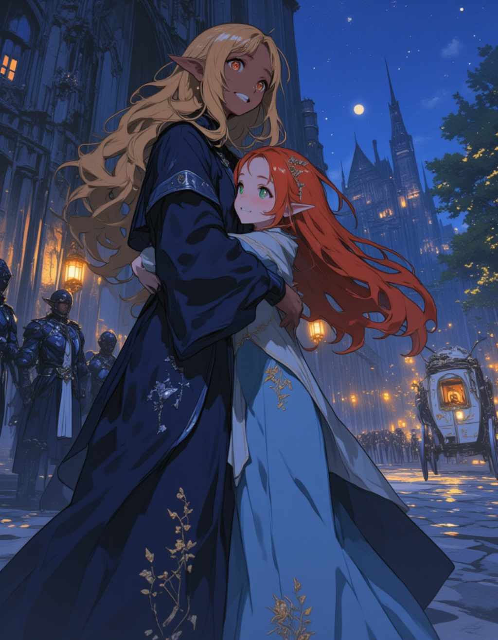 【セナ】月下の再会：黒エルフと王女の絆