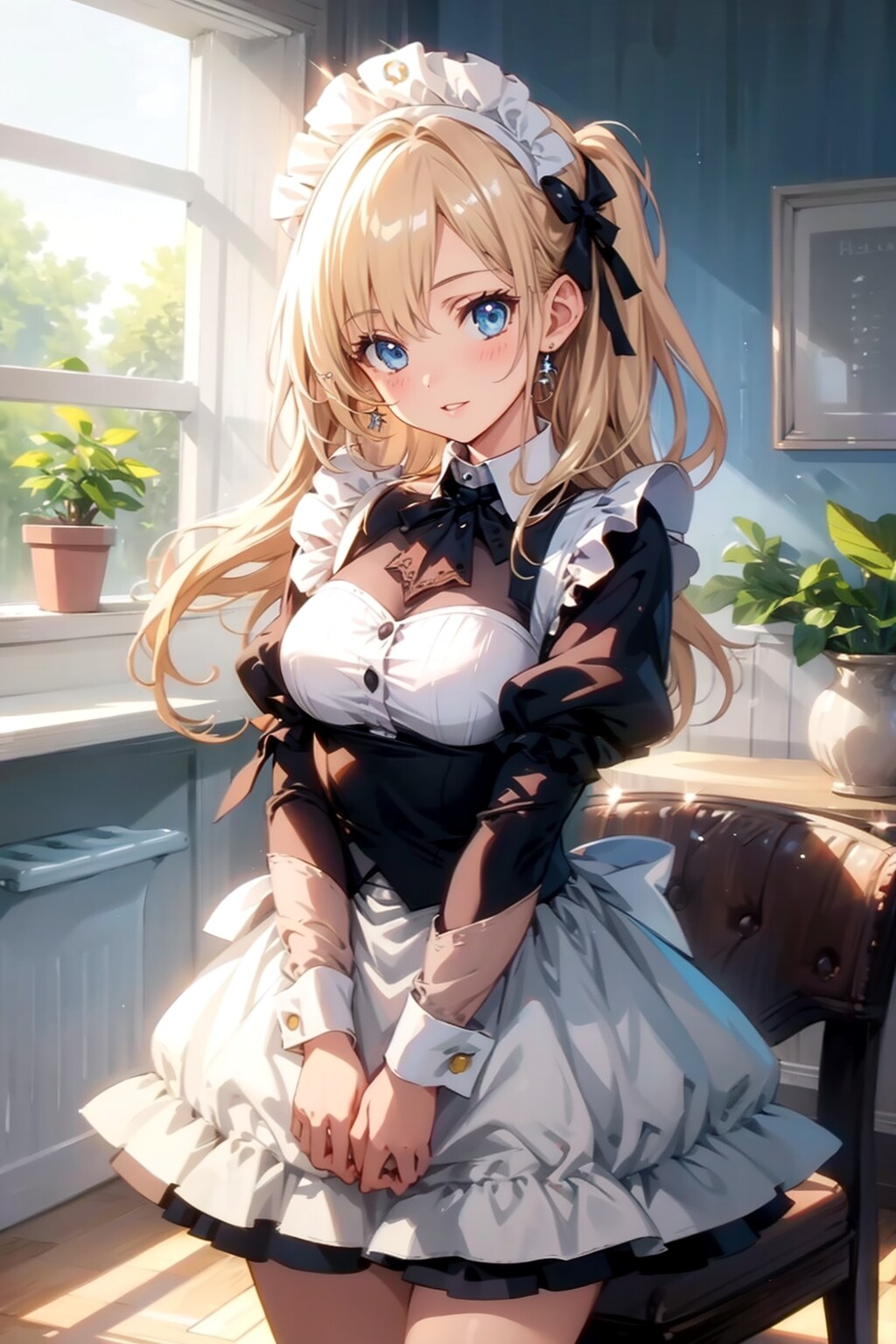 ロングヘアの美少女メイド