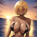 金髪ショート黒ギャルちゃんスリングショット水着試作🌇Holara 2枚目