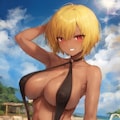 金髪ショート黒ギャルちゃんスリングショット水着試作🌇Holara 3枚目