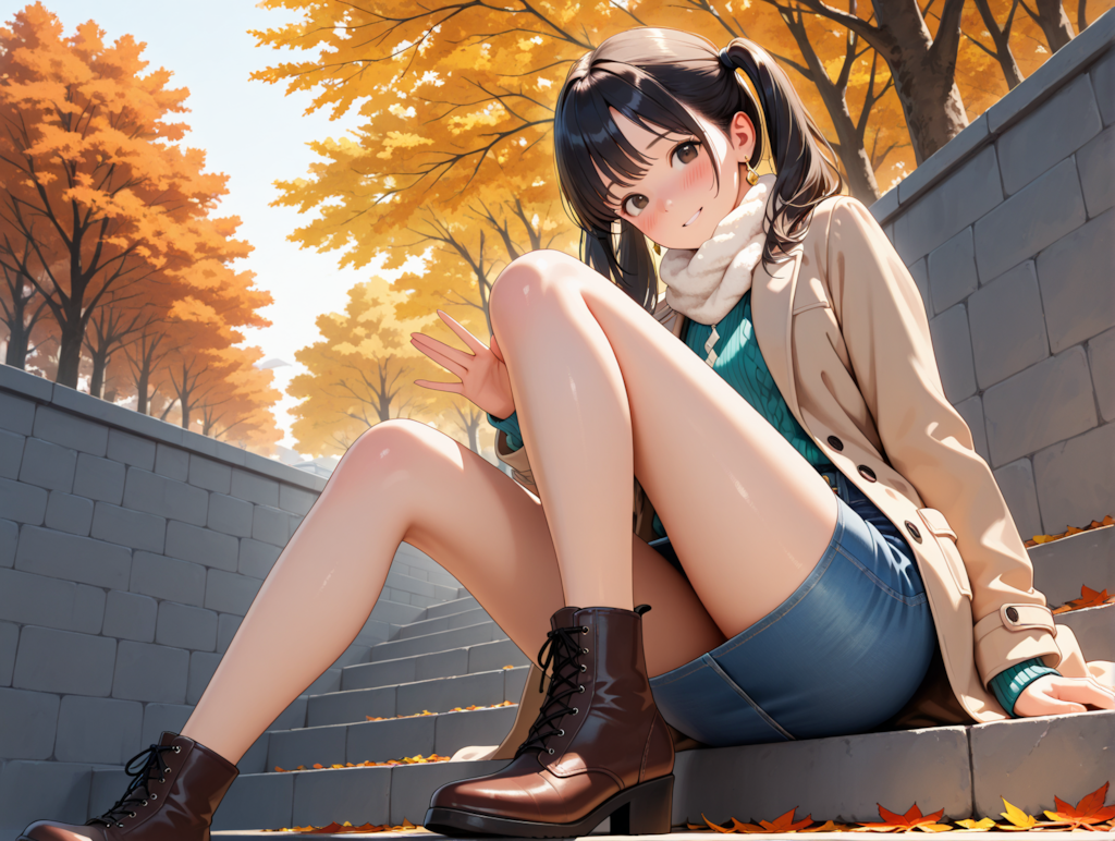 秋路コーデ：ツインテビッチ１