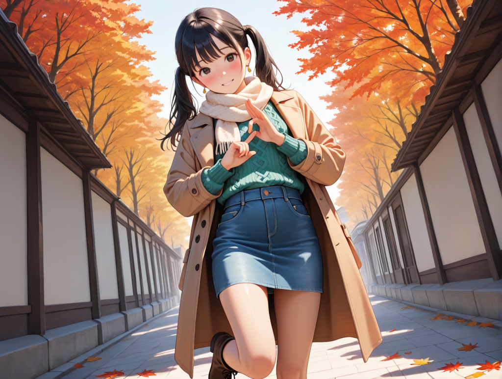 秋路コーデ：ツインテビッチ１