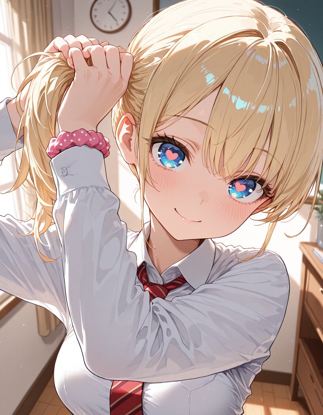 サイドポニーテールとシュシュ
