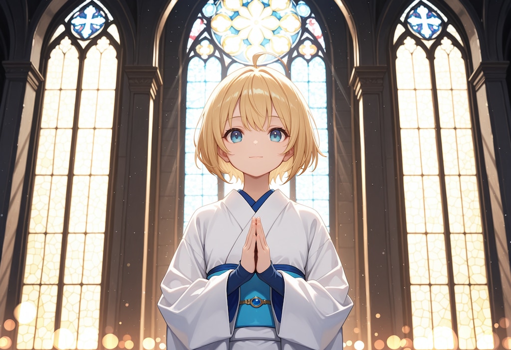 教会と着物とシスターさん