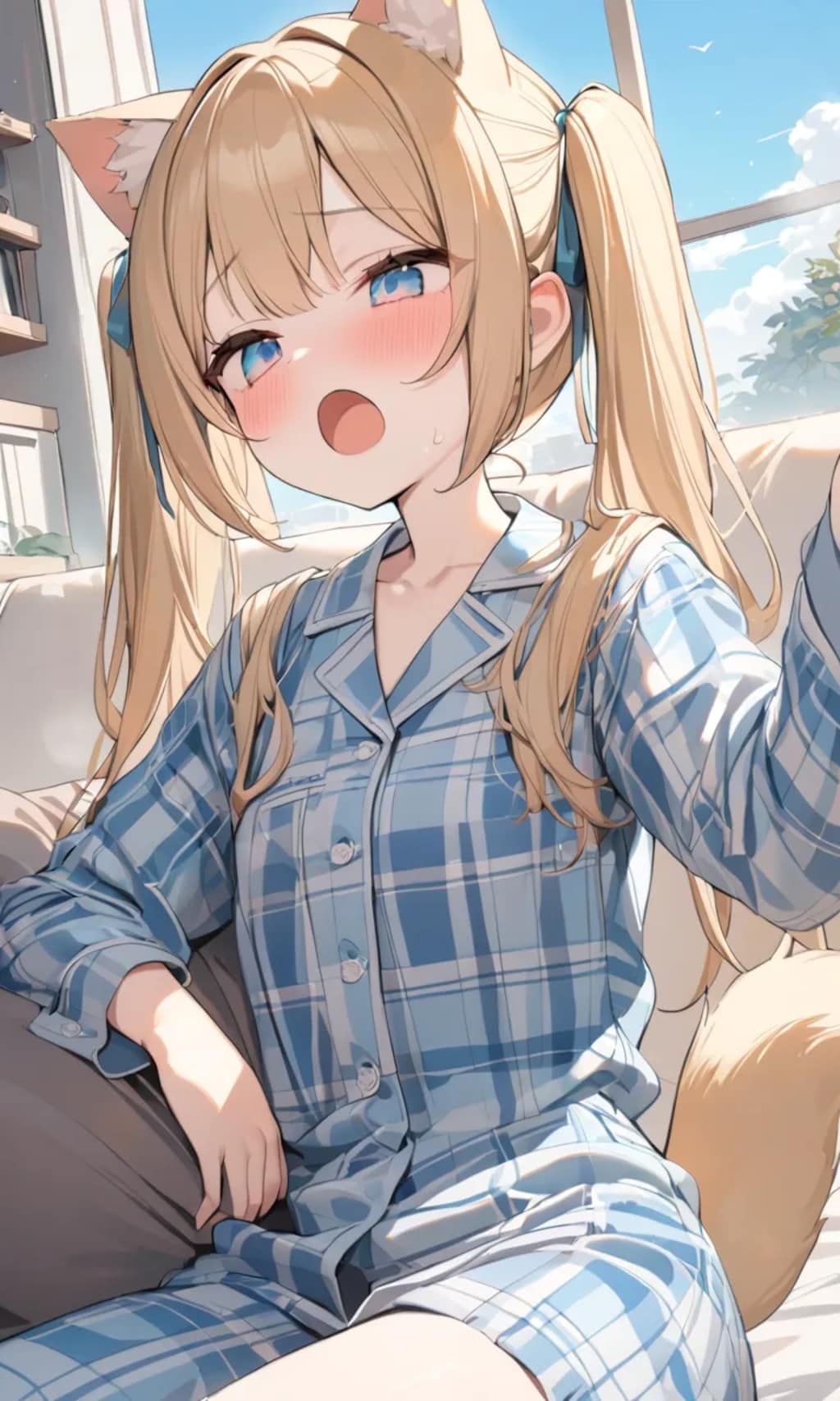 こるり「眠い起きたくない学校に」まや「行こうな」