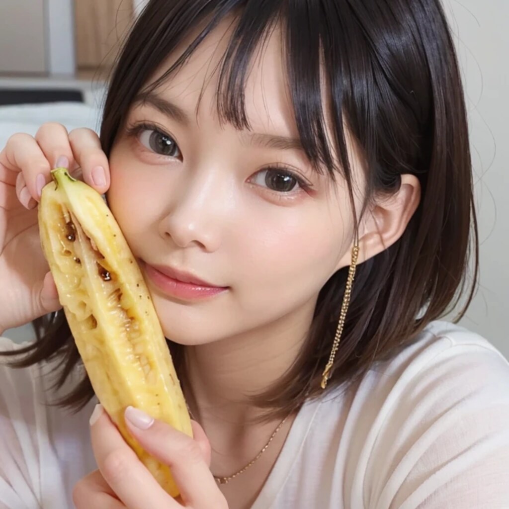 黒髪ボブでバナナの美女１３