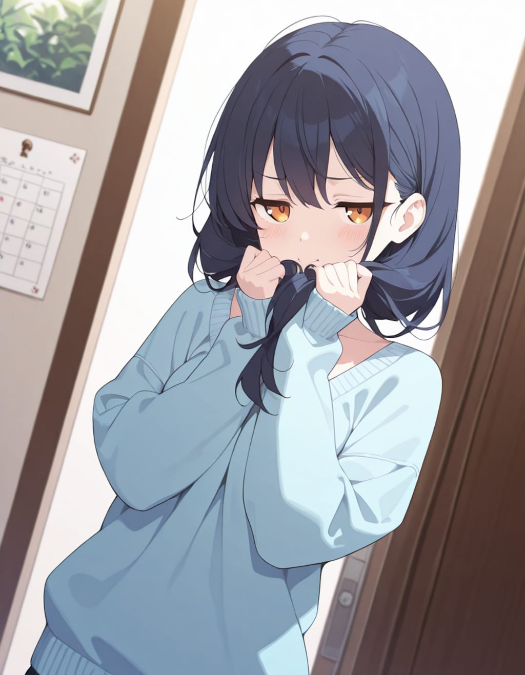 髪で照れてるの隠すやつ・再