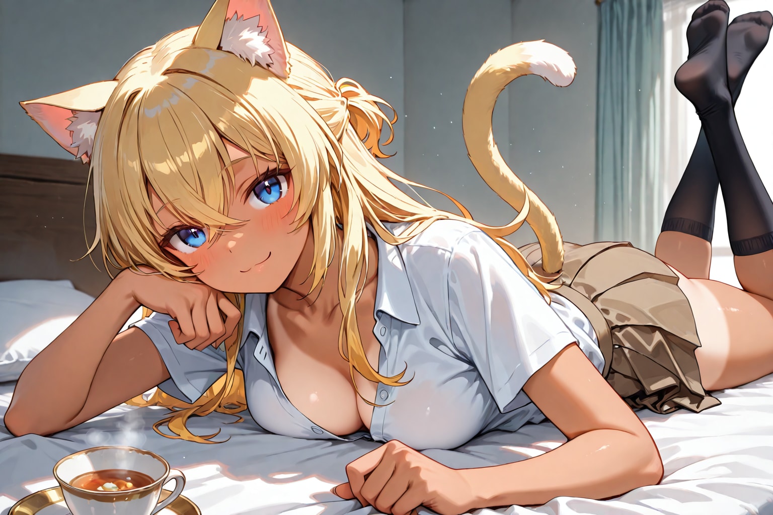 寝そべる金髪ちゃん