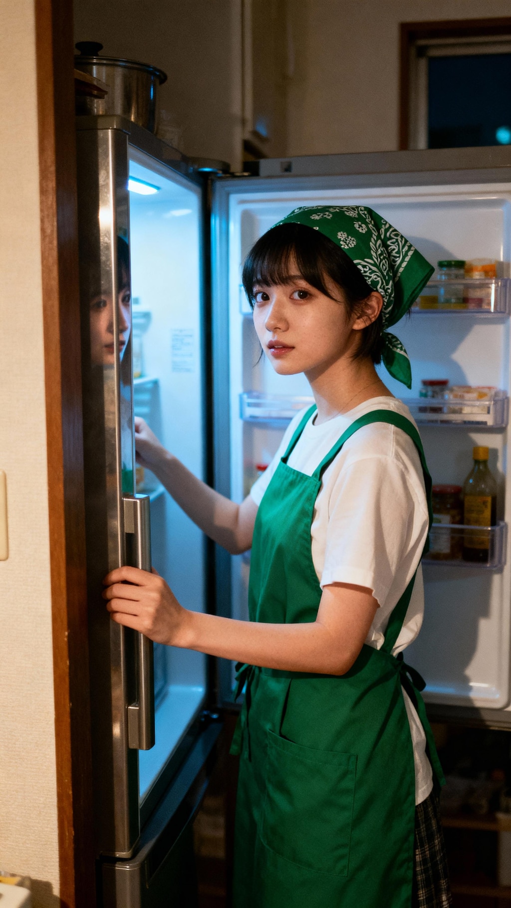 Green Bandana and a Pensive Gaze