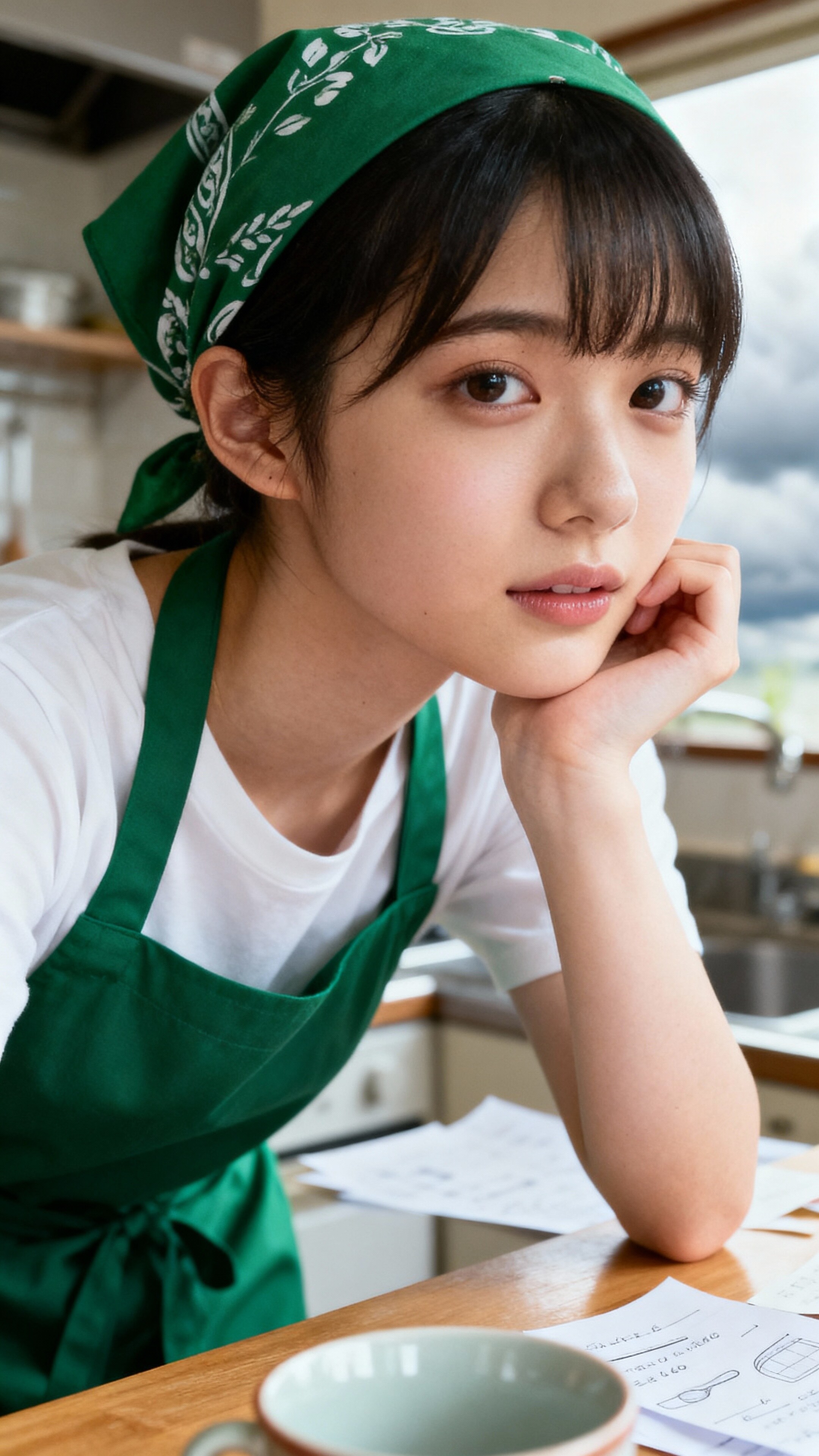 Green Bandana and a Pensive Gaze | の人気AIイラスト・グラビア