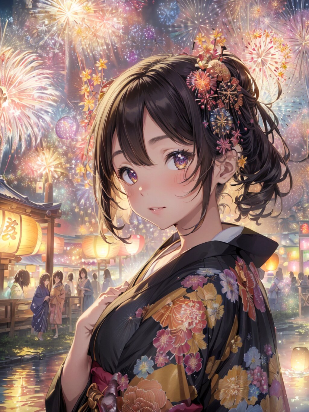 浴衣で花火大会