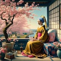 著名な画家さんによる絵画作品～桜と女性～ 3枚目