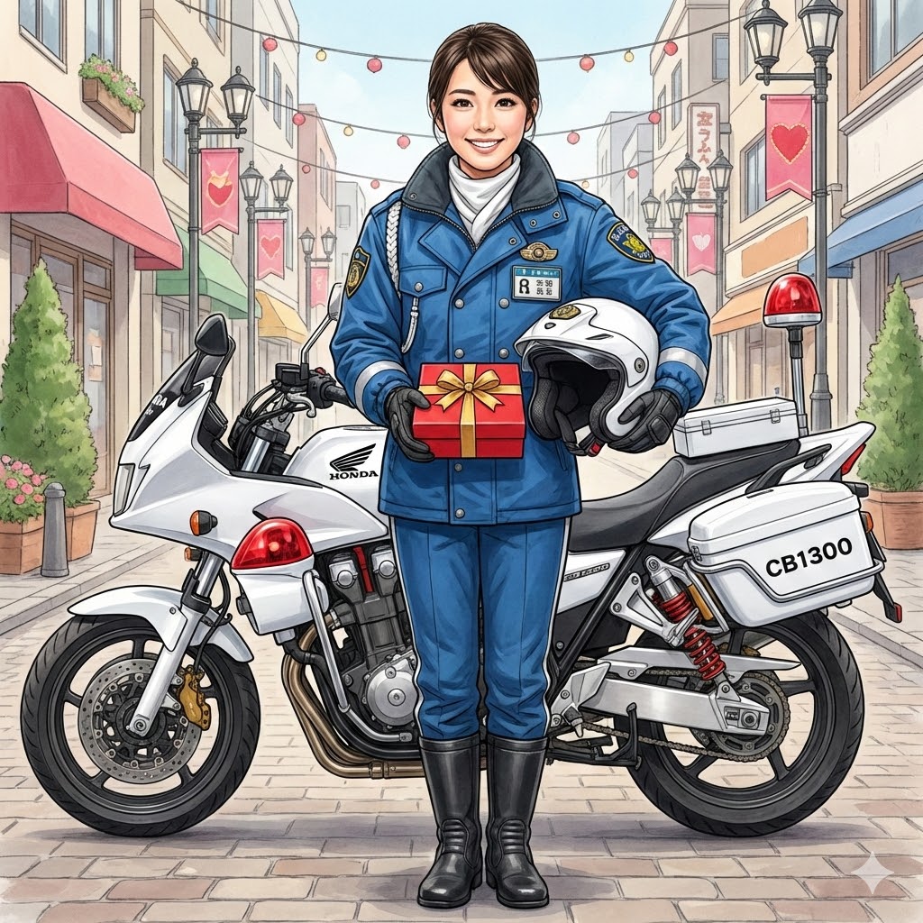 白バイ隊員からチョコ | の人気AIイラスト・グラビア