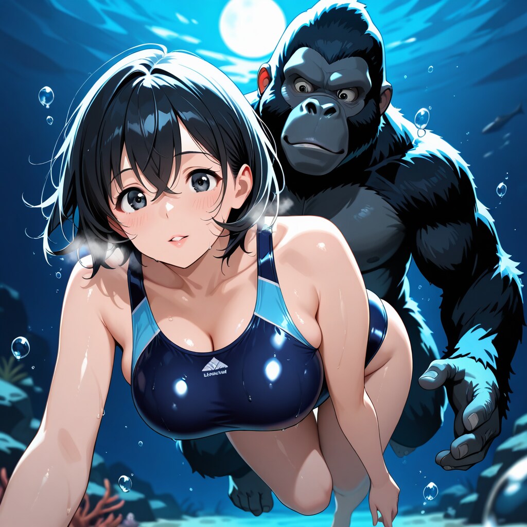 満月とゴリラと水泳