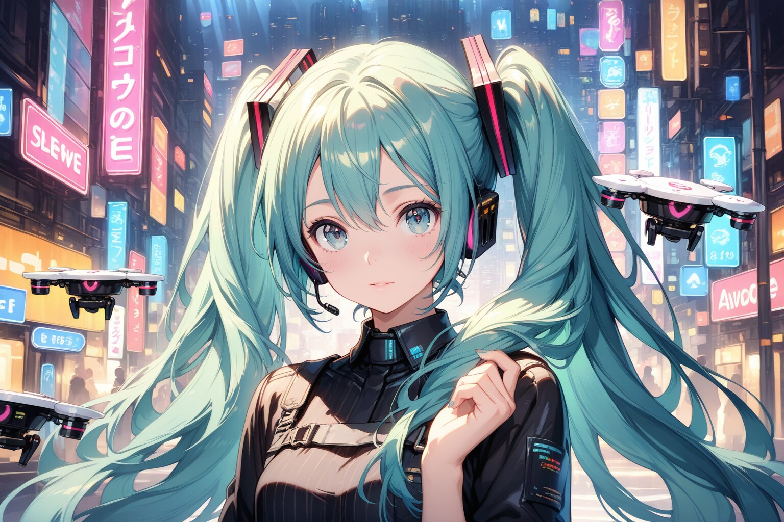 ドローンとミクさん　LARIMAR | の人気AIイラスト・グラビア