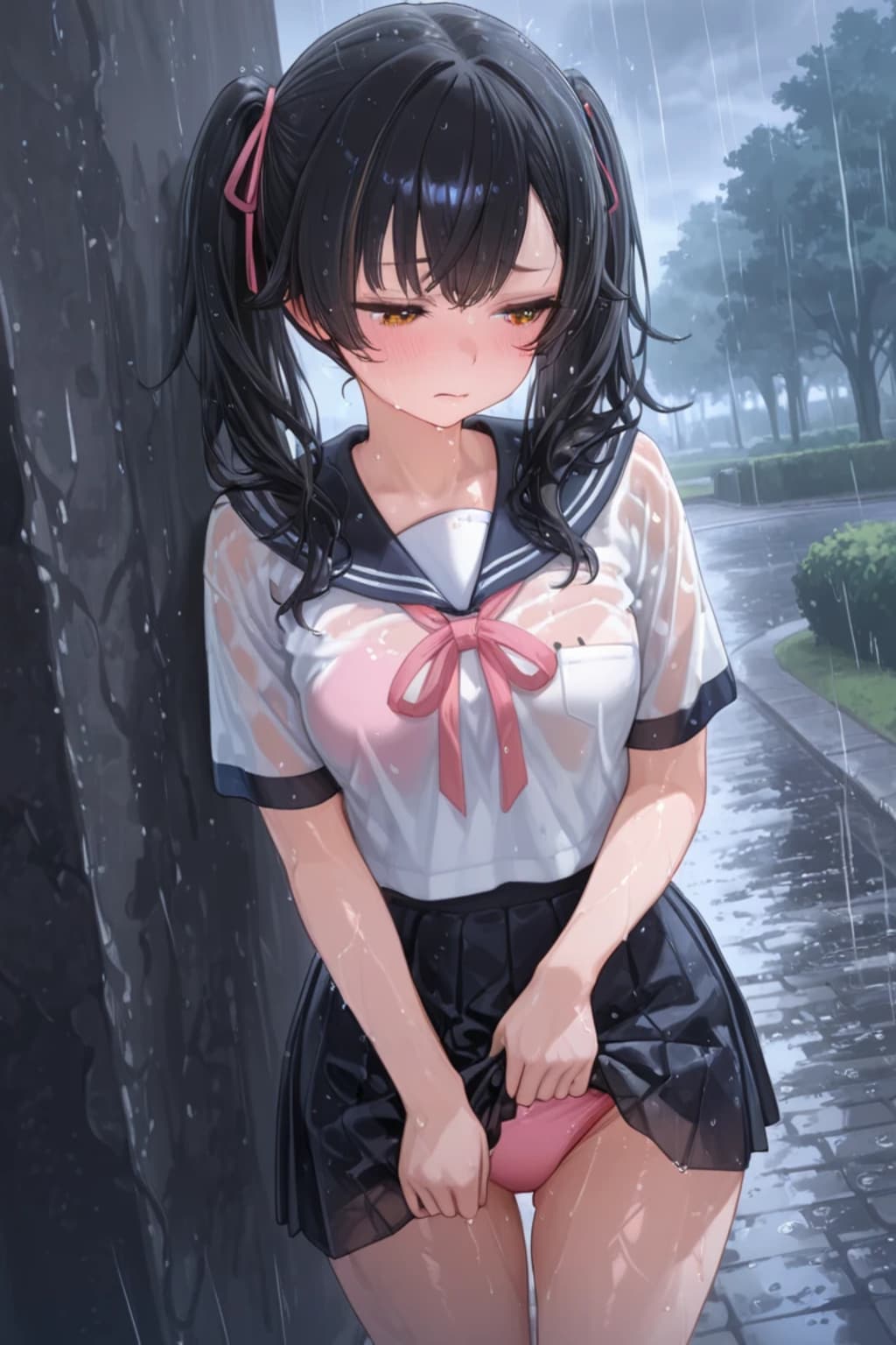 雨に濡れちゃった