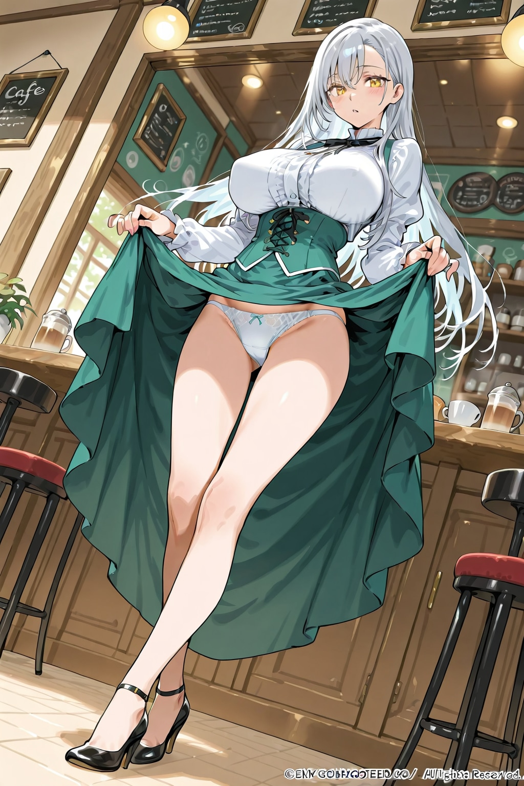 ロングスカートのたくし上げ