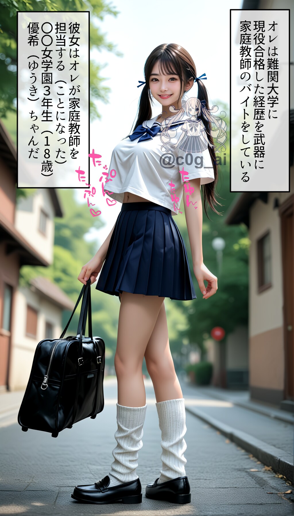 通学路をチェックされるツインテールの爆乳J系優希ちゃん