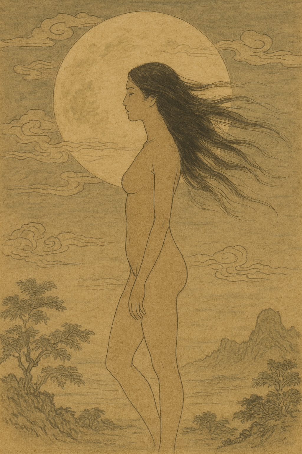 月下女人図