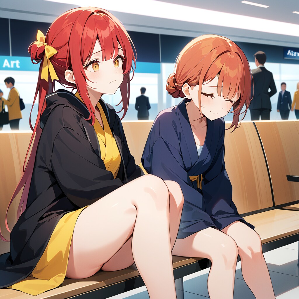 空港で不安げに待つ少女