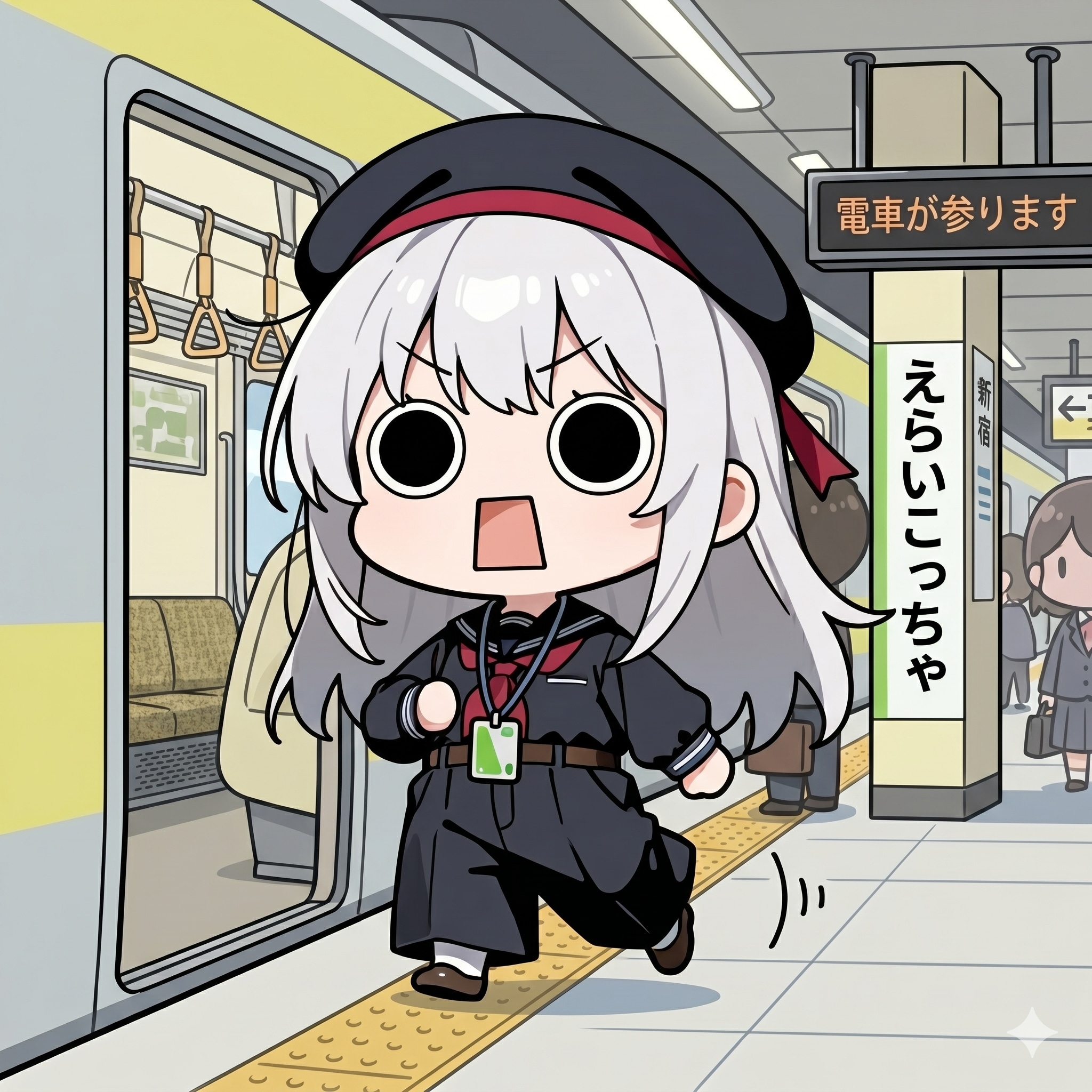 電車に乗るえらいこっちゃ嬢
