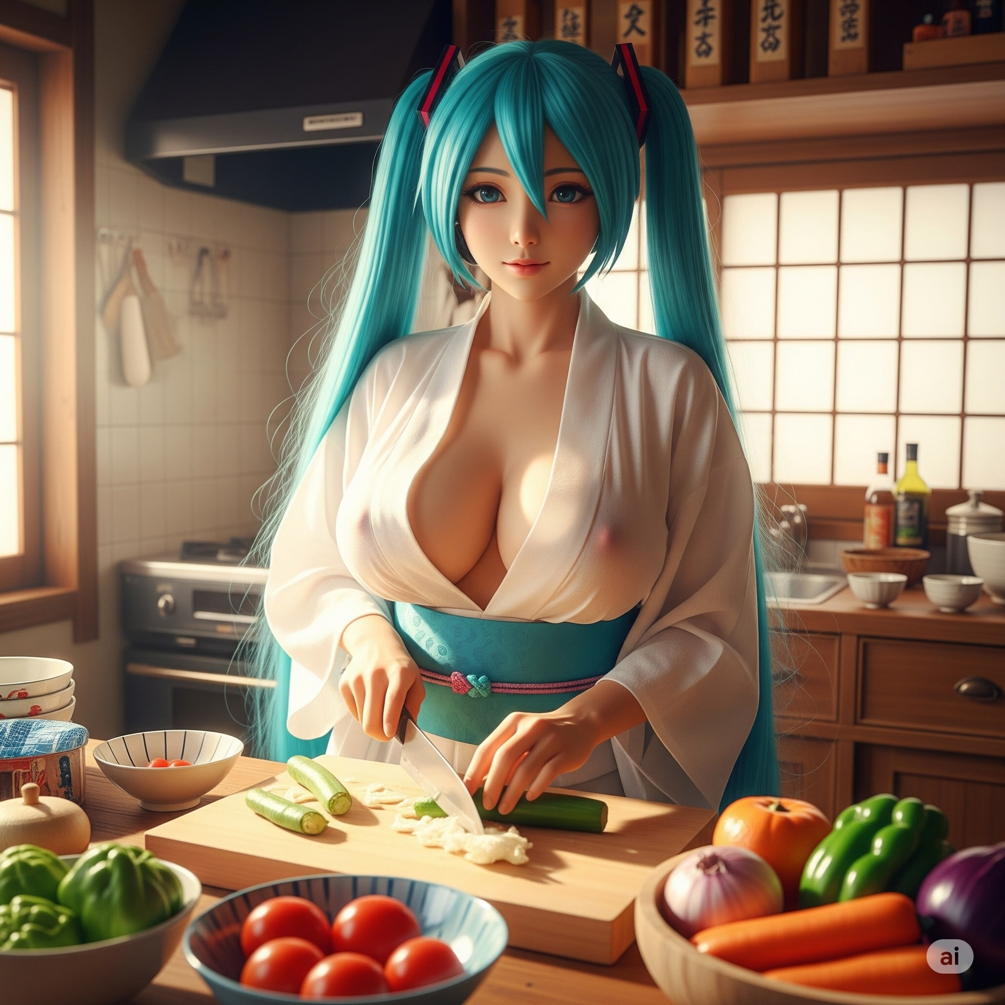 料理するミクさん