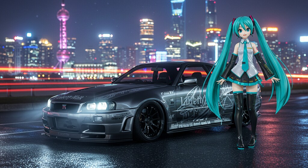 初音ミクとリバティーウォークR34GT-R