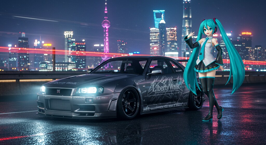 初音ミクとリバティーウォークR34GT-R