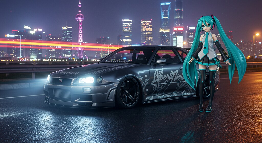 初音ミクとリバティーウォークR34GT-R