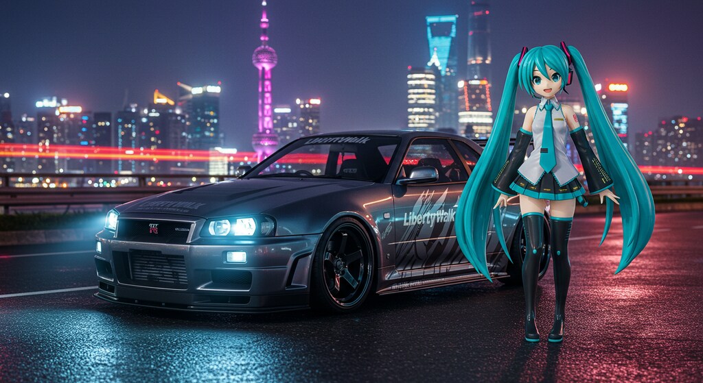 初音ミクとリバティーウォークR34GT-R