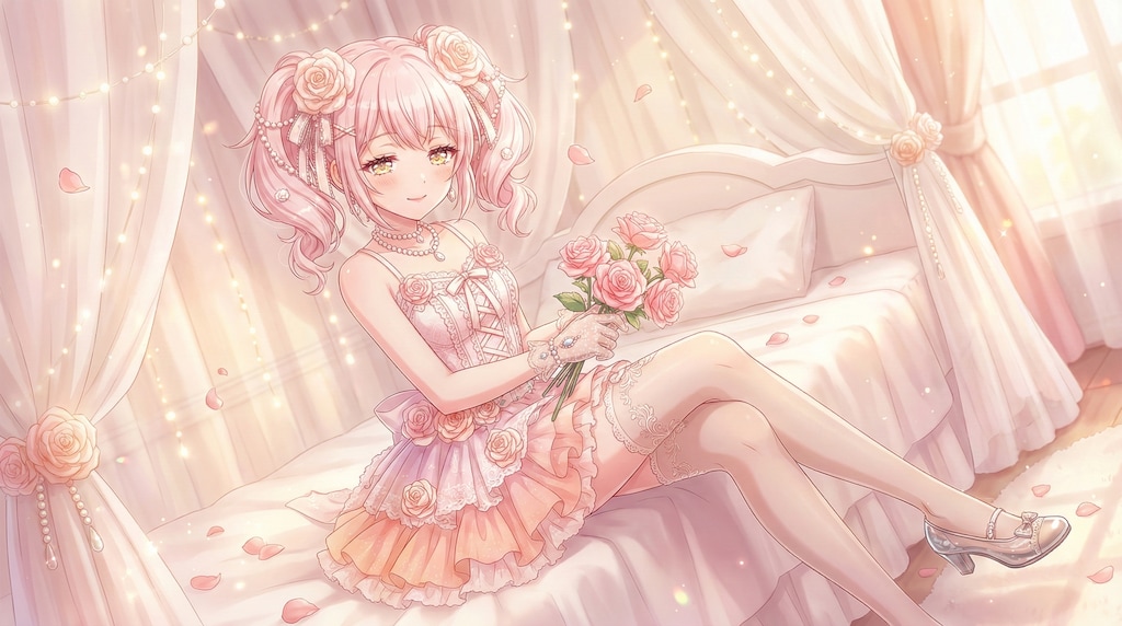 薔薇の囁きに耳を傾ける夢見る乙女