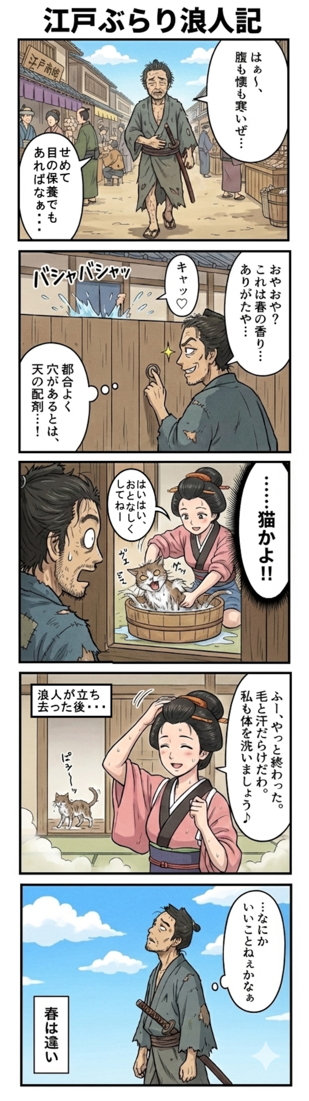 江戸ぶらり浪人記（四コマ漫画【たた８】１５の１）