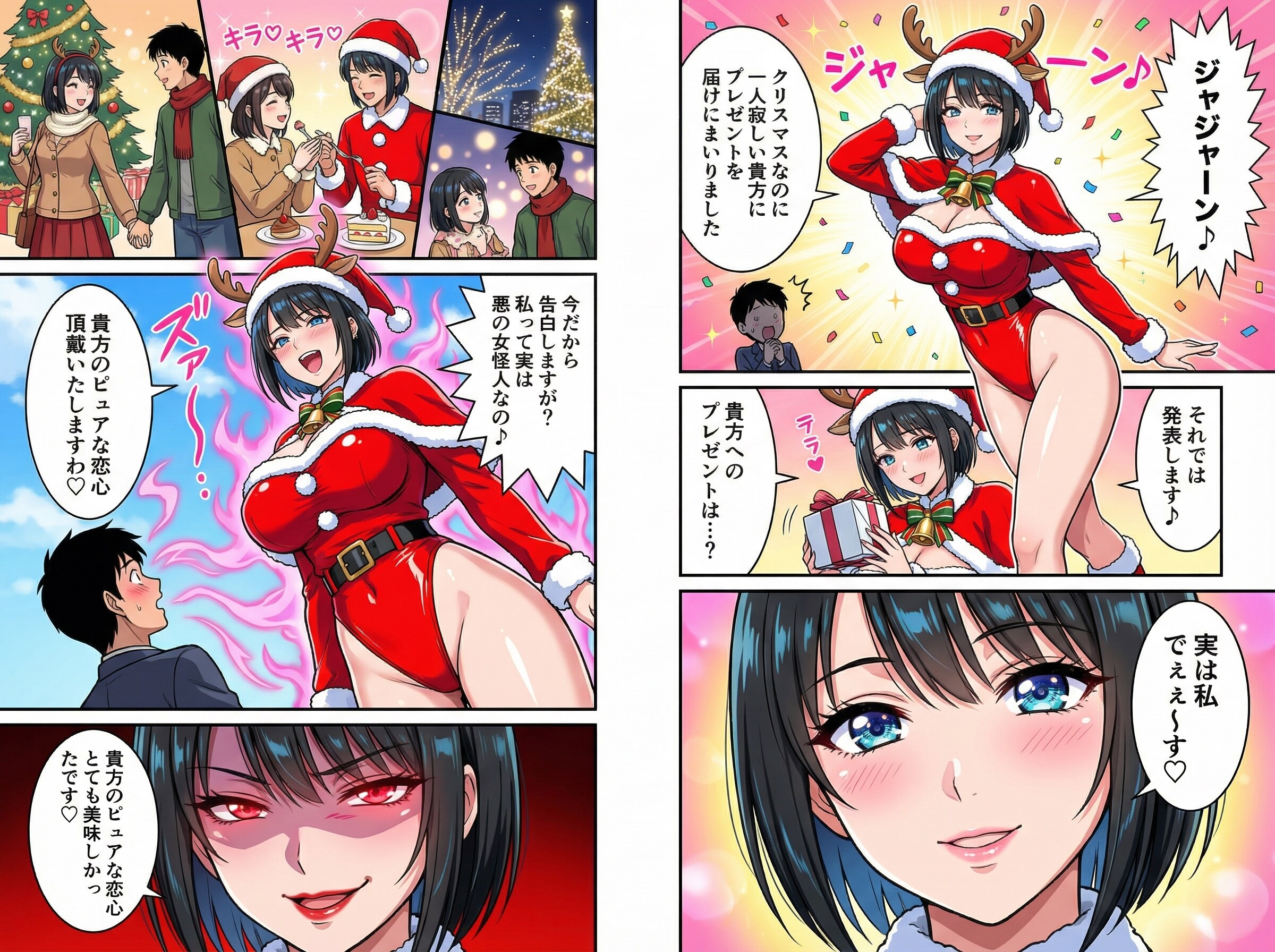 クリスマスを一人寂しく過ごすはずだった？💦僕の前に現れた美少女ハイレグサンタちゃん💕・・だが！彼女の正体は悪のハイレグ女怪人であった💦（ピュアな恋心の奪い方は2パターンご用意）