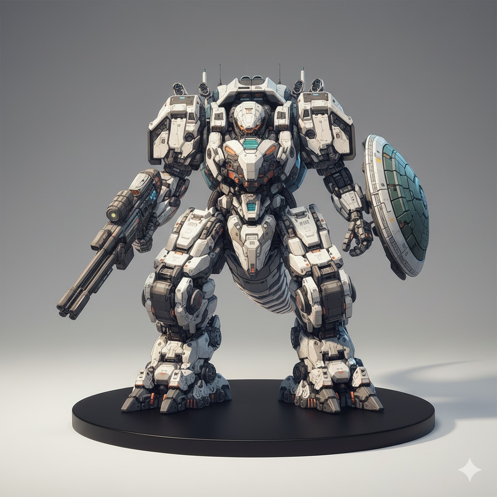 亀っぽい？重装甲メカをnanobananaでプラモデル化♪