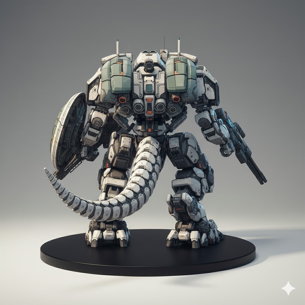 亀っぽい？重装甲メカをnanobananaでプラモデル化♪