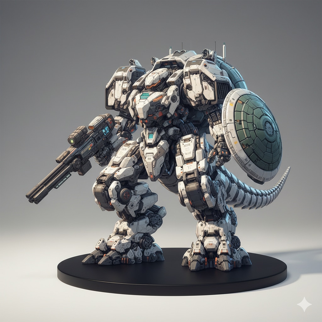 亀っぽい？重装甲メカをnanobananaでプラモデル化♪