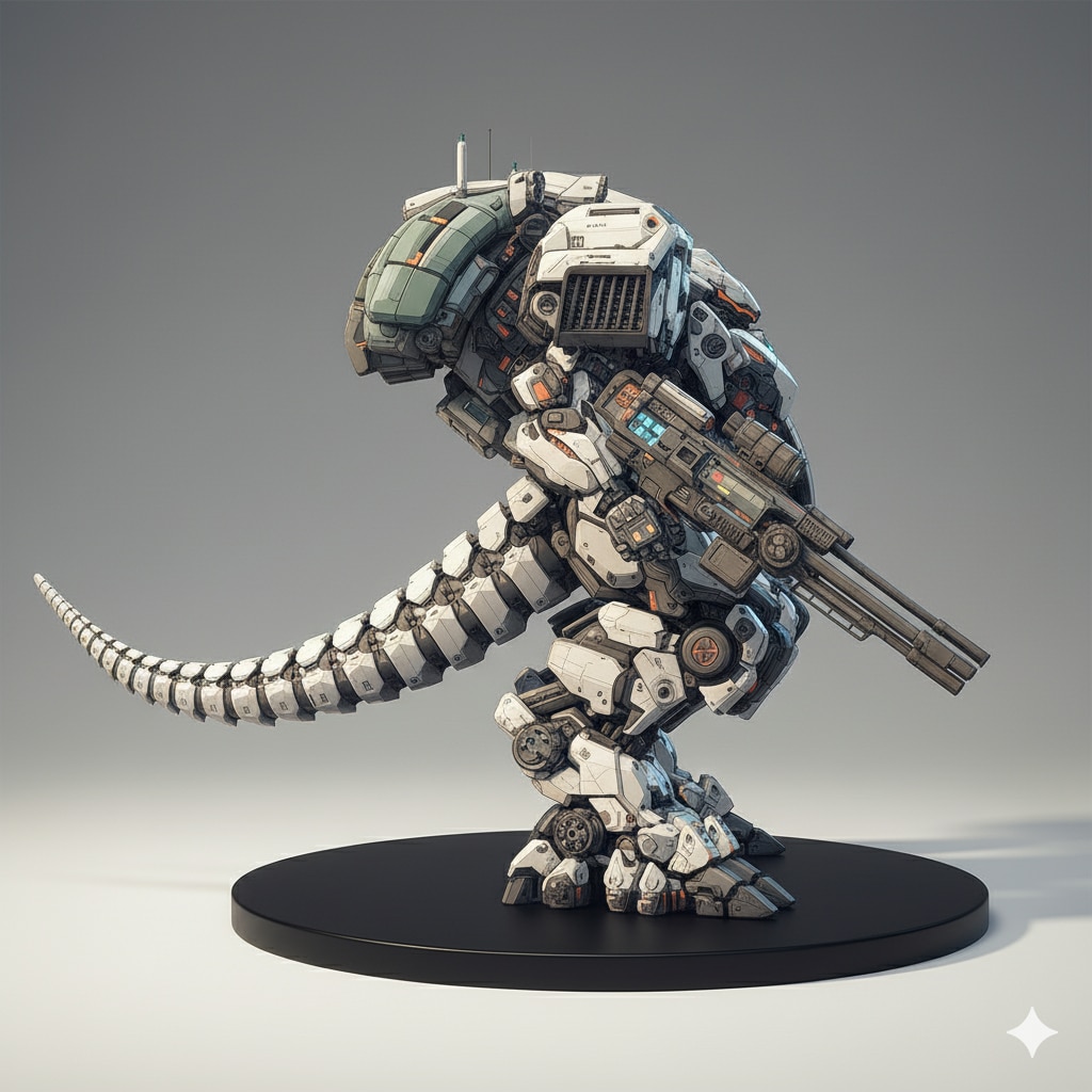 亀っぽい？重装甲メカをnanobananaでプラモデル化♪